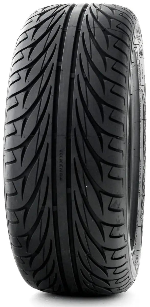 Black car tire with directional tread on Kenda Kanine 042015001A1 for front fitment