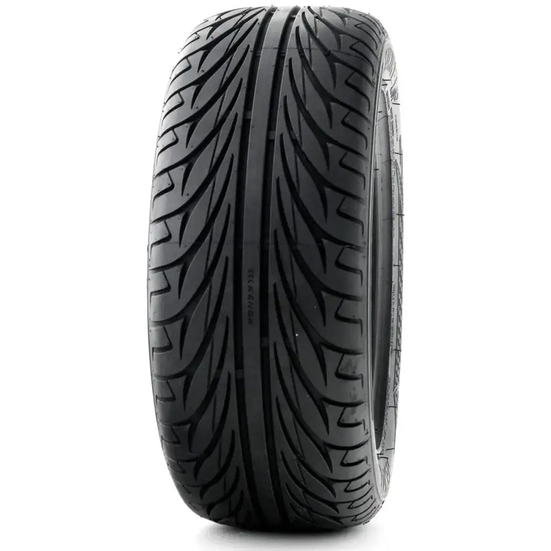 Black car tire with directional tread on Kenda Kanine 042015001A1 for front fitment