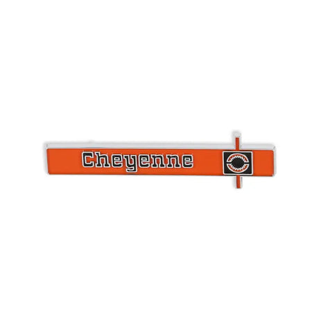 Orange and silver Cheyenne dash emblem for Holley dash emblem on 05-182 Holley dash