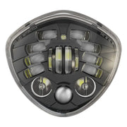Black and clear LED motorcycle headlight with victory adaptive LED feature adaptive technology
