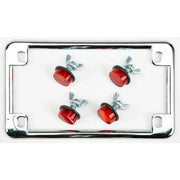 CHRIS PRODUCTS 0602 License Plate Frame W/4 Red Reflectors Chrome
