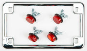 CHRIS PRODUCTS 0602 License Plate Frame W/4 Red Reflectors Chrome