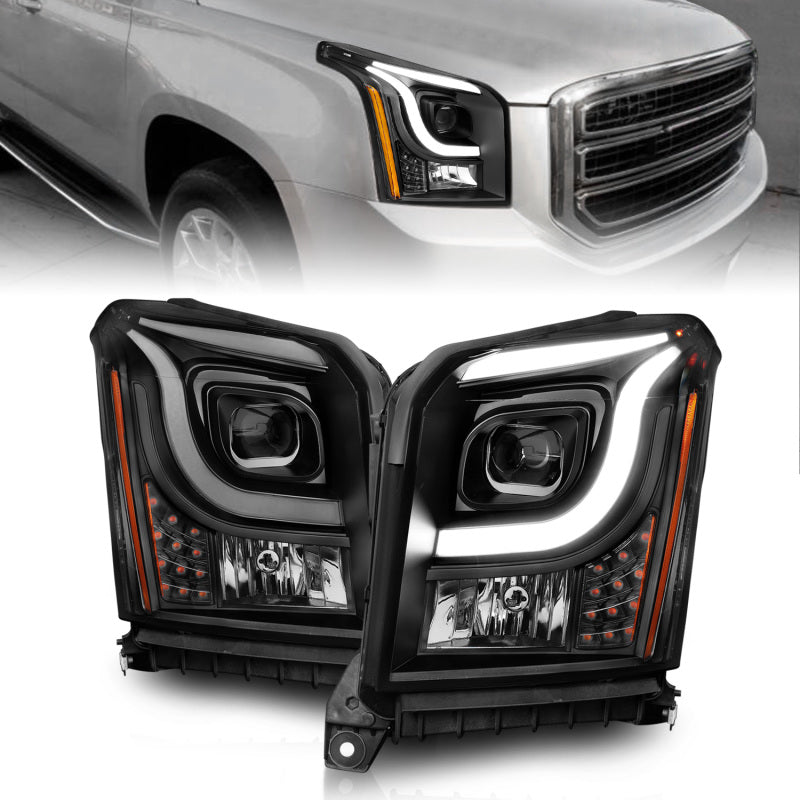 ANZO 111535 Anzo 15-17 GMC Yukon/Yukon XL Projector Headlights Black Housing/Clear Lens (w/ Light Bars)