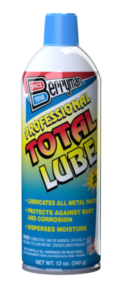 Berryman 0612 Professional Total Lube aerosol can, 12 oz, high-performance rust and corrosion inhibitor lubricates all metal parts.