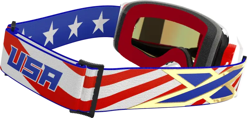 067-12024 EKS Brand Lucid Goggle Usa Stars And Stripes Gold Mirror Lens - Eyewear