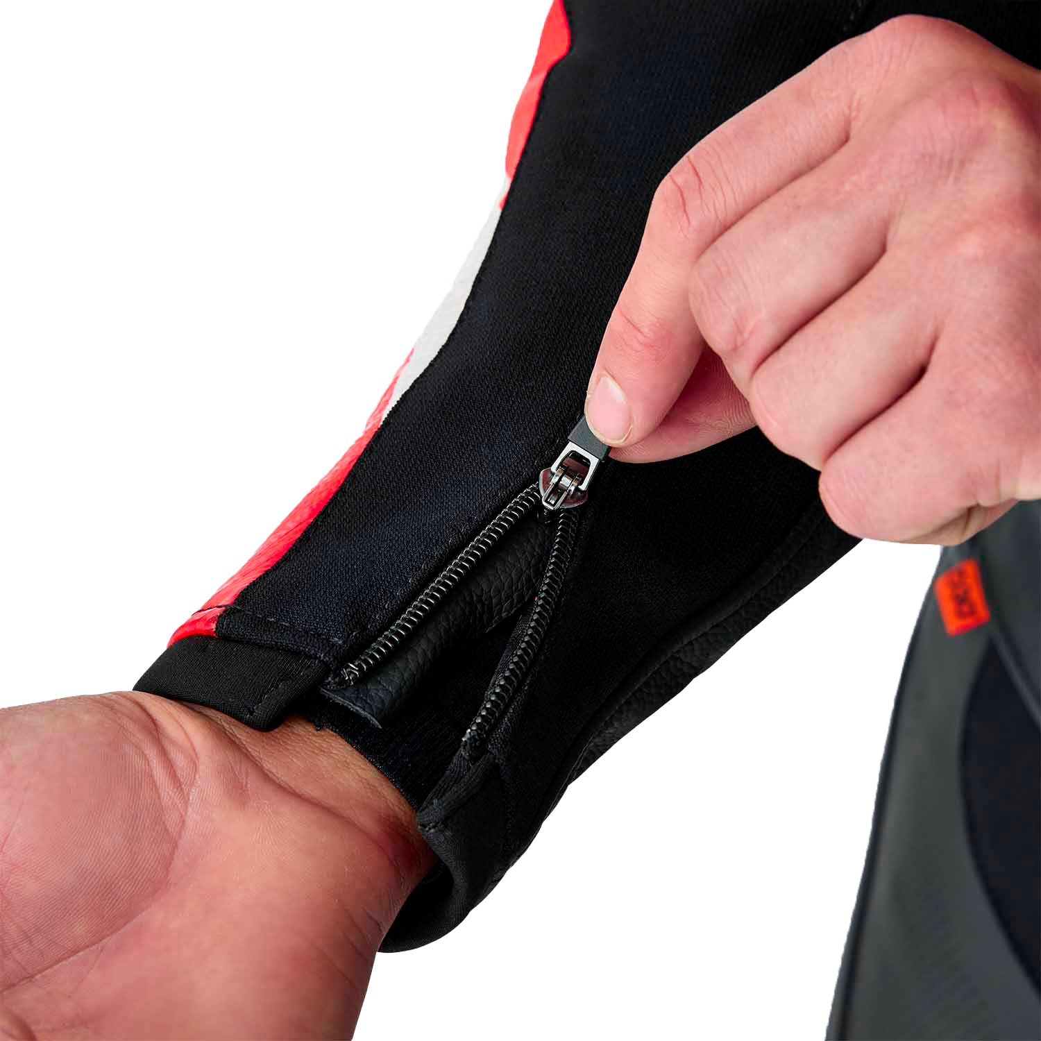 Tractech Evo D3o Jacket Blk/Flo Red Leather Lg
