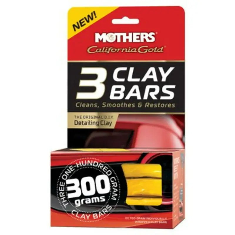 07242 Mothers California Gold 3 Clay Bars packaging, designed for RV, automotive, powersports, off-road, marine, exterior, truck accessories, interior, truck bed, rv parts, AVADA - Best Sellers, Must Haves