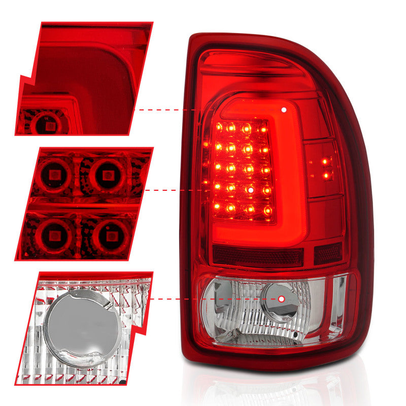 ANZO 311349 ANZO 1997-2004 Dodge Dakota LED Taillights Chrome Housing Red Lens Pair