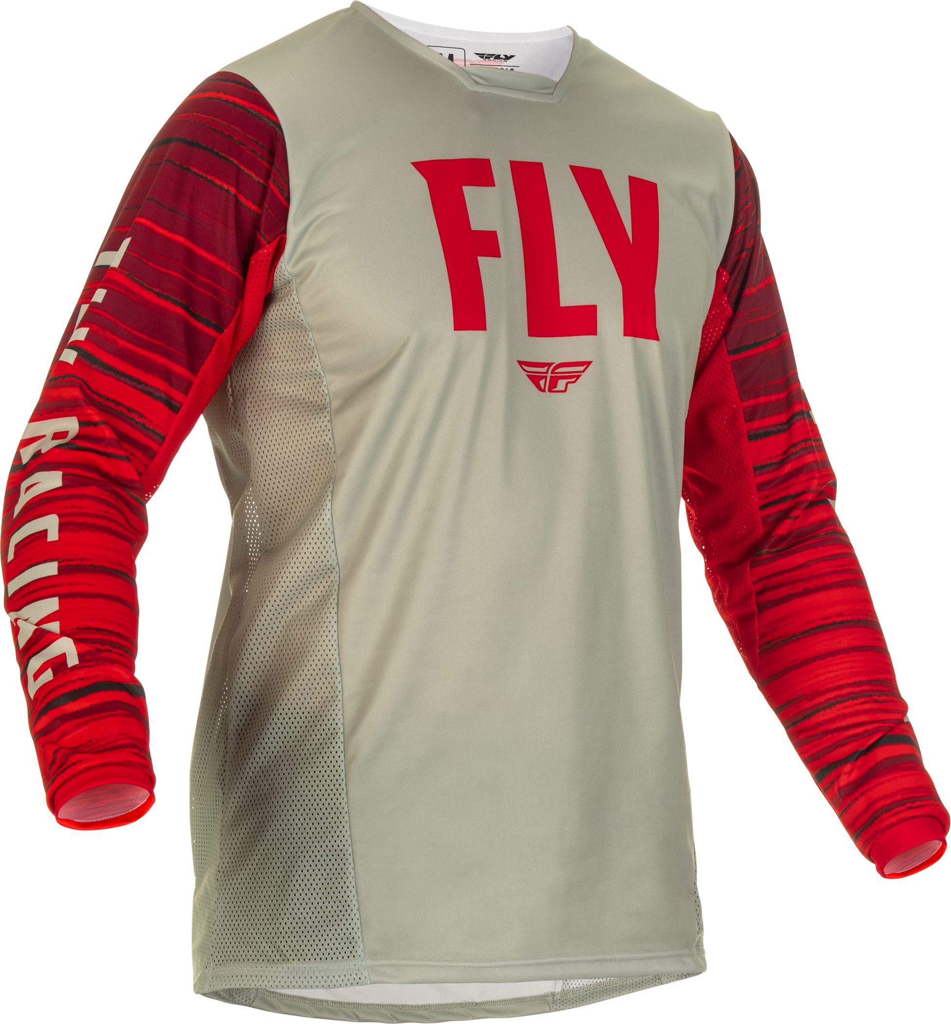 Fly Racing Fly Racing 375-522L Kinetic Wave Jersey Light Grey/Red Lg