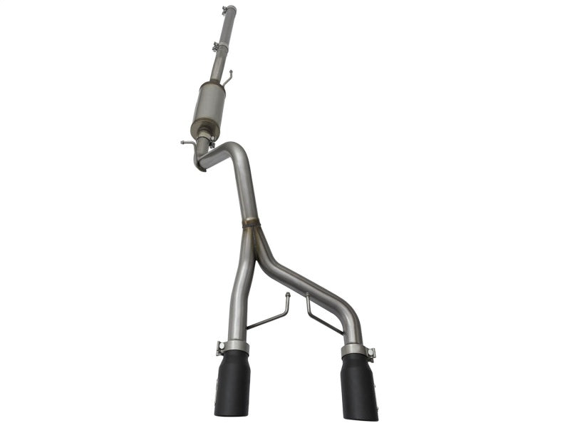 aFe 49-48056-B aFe Rebel Series CB 2.5in Dual Center Exit SS Exhaust w/ Black Tips 07-15 Jeep Wrangler 3.6L/3.8L V6