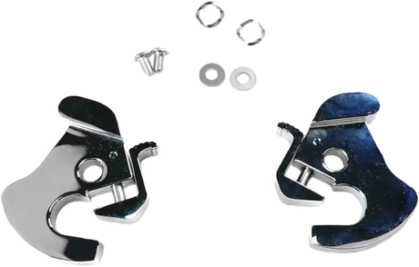 Chrome-plated metal latch hardware from the 086097 Repl Latch Kit for Detachable Side Plates