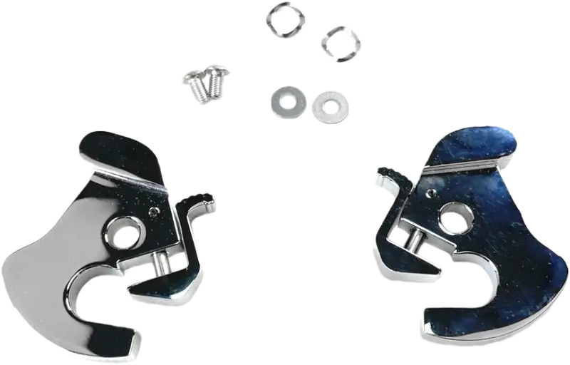 Chrome-plated metal latch hardware from the 086097 Repl Latch Kit for Detachable Side Plates