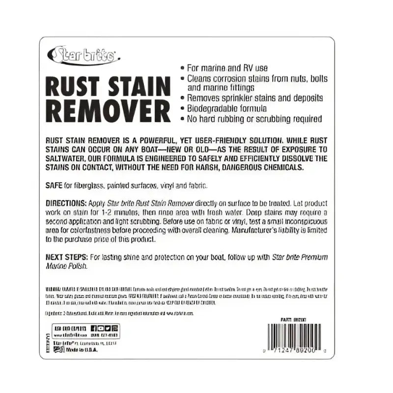 089222P Star Brite Rust Stain Remover 22 Oz. - Mildew