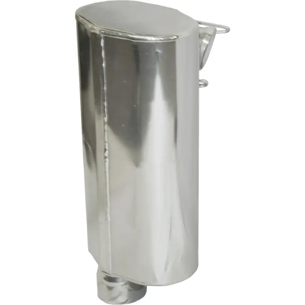 Elongated polished metal overflow tank with top bracket for 09-274 Silencer Pol 600 Pro Rmk, ideal for SLP silencers with ceramic coated custom appearance