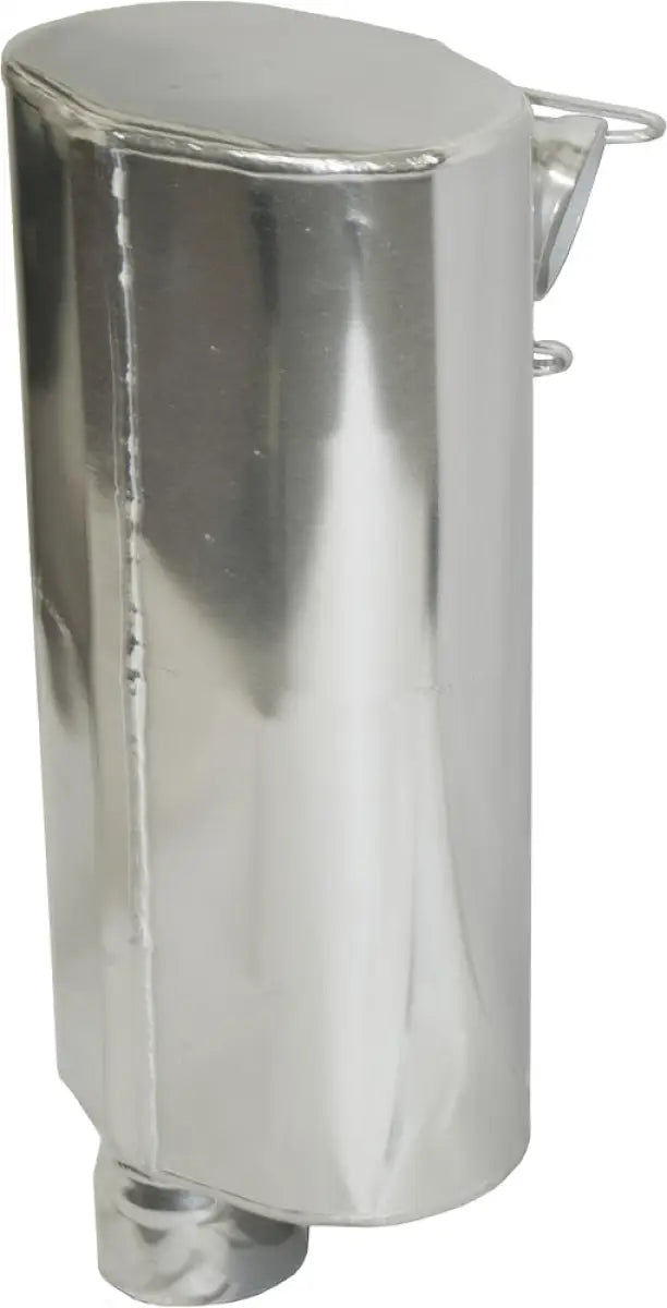 Elongated polished metal overflow tank with top bracket for 09-274 Silencer Pol 600 Pro Rmk, ideal for SLP silencers with ceramic coated custom appearance