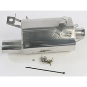 Silver lightweight silencer with mounting bracket for better driving experience
