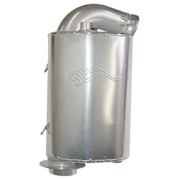Silver metallic lightweight silencer with curved pipe outlet for RV parts & accessories