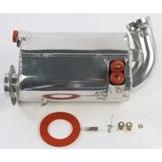 Polished aluminum intercooler with intake tube and orange gasket for lightweight silencer RV parts