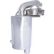 Shiny silver trail chef mount silencer with curved intake pipe and rectangular top