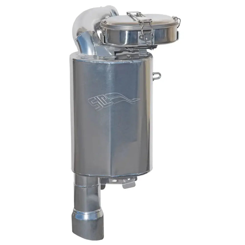 Polished stainless steel exhaust muffler with adjustable sound valve for Trail Chef Mount Pol