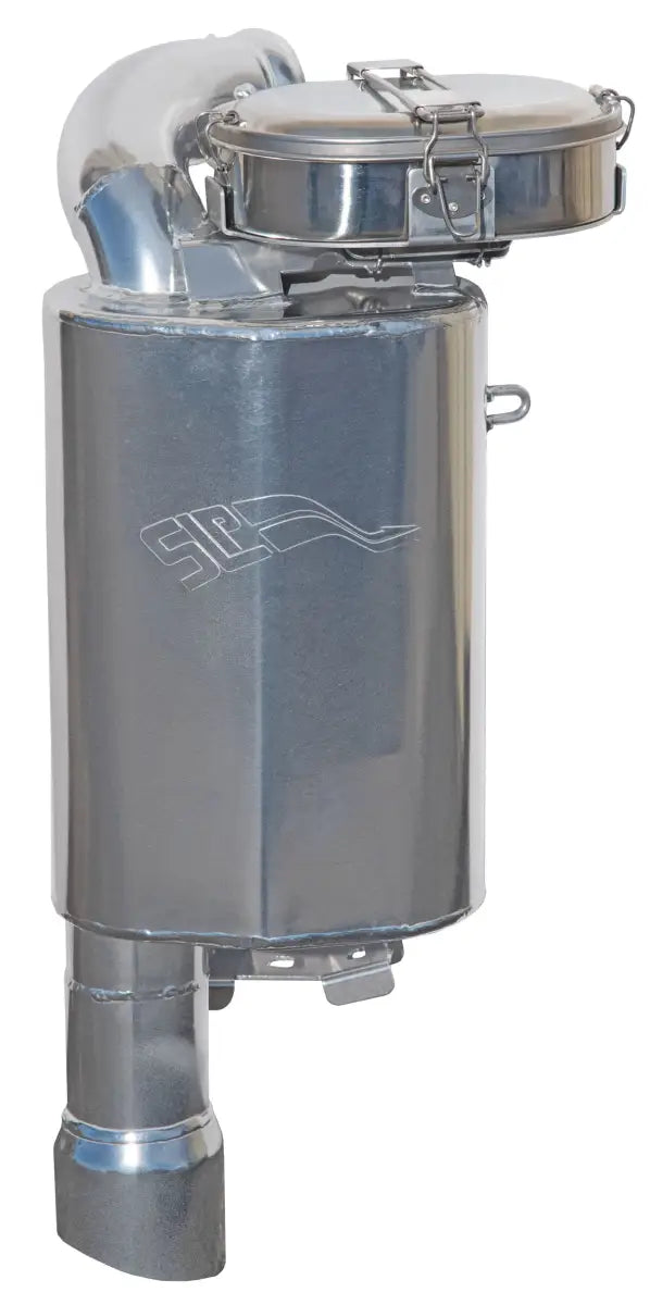 Polished stainless steel exhaust muffler with adjustable sound valve for Trail Chef Mount Pol