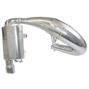 Silver-toned two-stroke snowmobile pipe pol for 09-801 Single Pipe Pol 800 exhaust