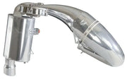 Polished aluminum single pipe snowmobile exhaust with trail chef mount and silencer