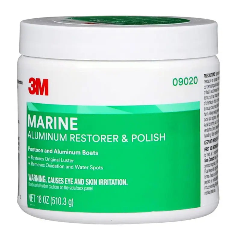 3M 09020 Marine Aluminum Restorer & Polish, 18 oz. container, for restoring and polishing pontoon and aluminum boats, removes oxidation and water spots, dependable and premium quality product.