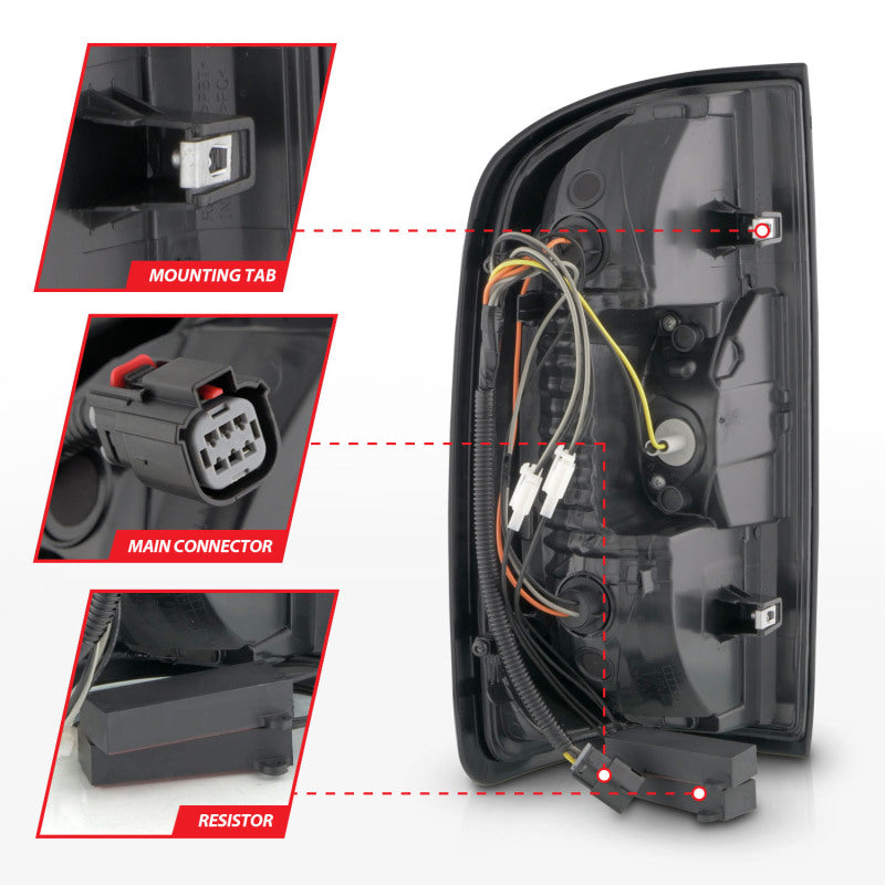 ANZO 311434 ANZO 15-21 GMC Canyon Full LED Taillights w/ Red Lightbar Black Housing/Clear Lens - 311434