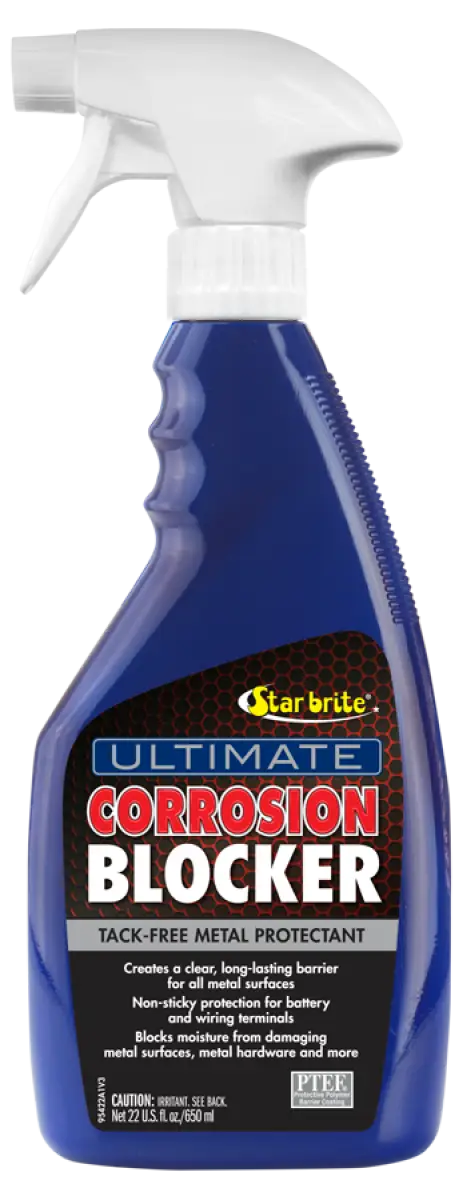 Blue spray bottle of 095422c Star Brite Ult Corrosion Blocker for protection
