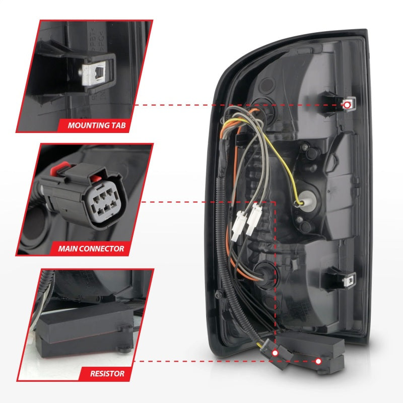 ANZO 311434 ANZO 15-21 GMC Canyon Full LED Taillights w/ Red Lightbar Black Housing/Clear Lens - 311434