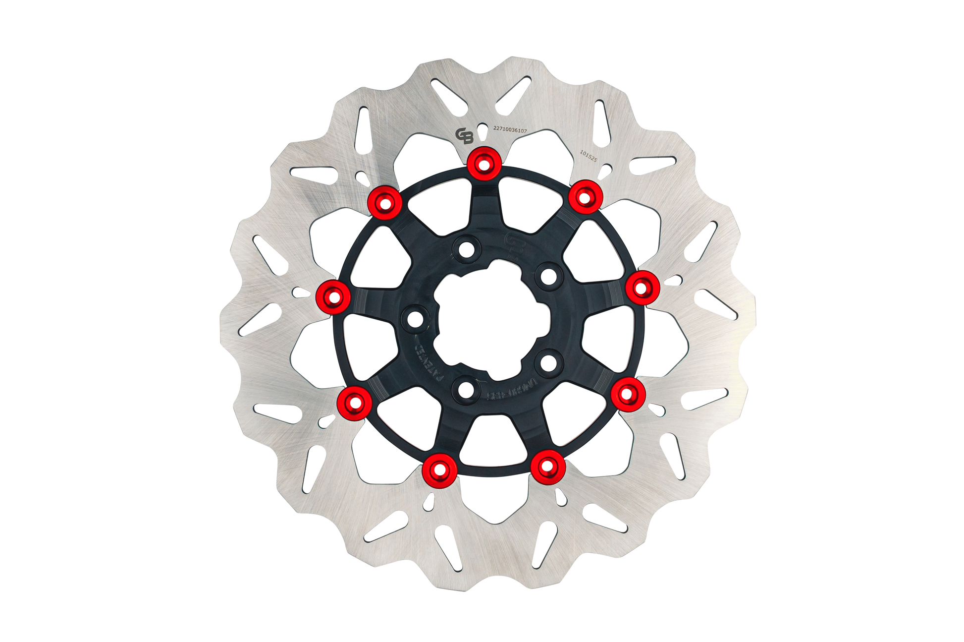 Gbrakes Wave Colored Brake Rotors Gbdu074 - Black Red Rotor 11.8 Floating FR Buttons
