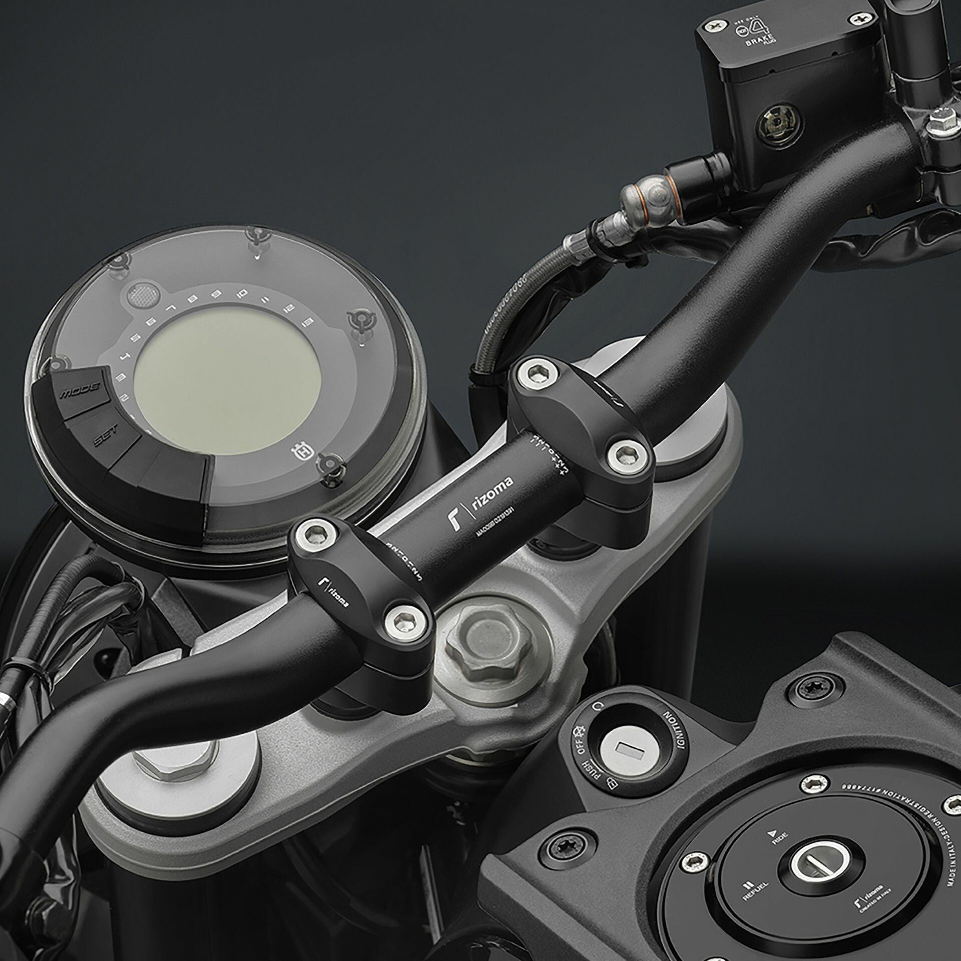 Rizoma Tapered Handlebar MA009B - Black Dia 22-29MM 55MM 740MM