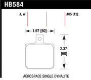 Hawk Performance HB584W.485 Hawk Aerospace Single Dynalite 12mm Thickness DTC-30 Race Brake Pads