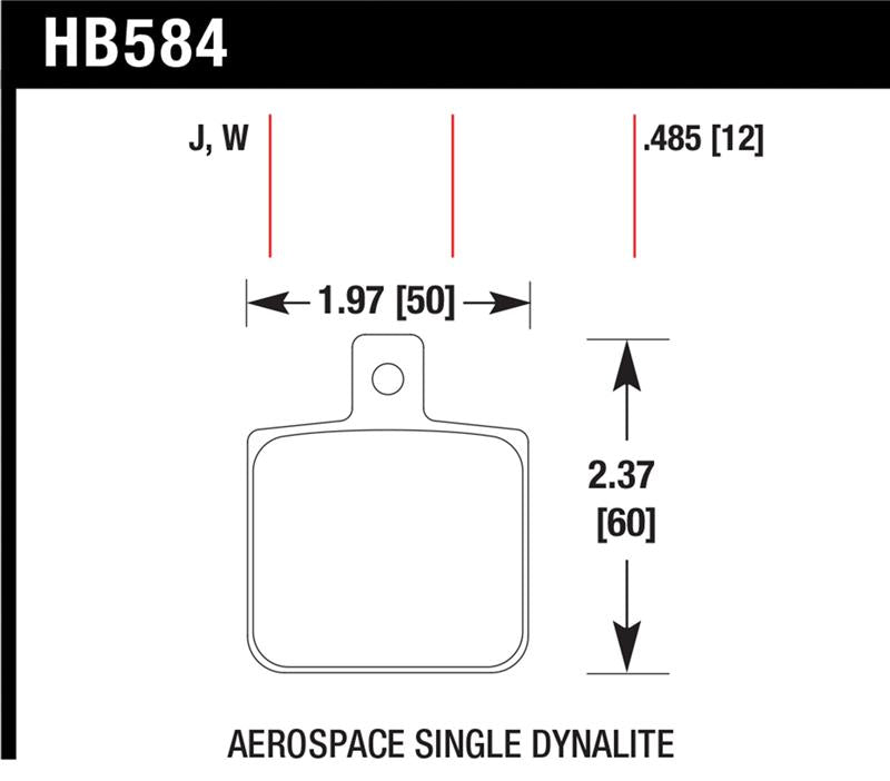 Hawk Performance HB584W.485 Hawk Aerospace Single Dynalite 12mm Thickness DTC-30 Race Brake Pads