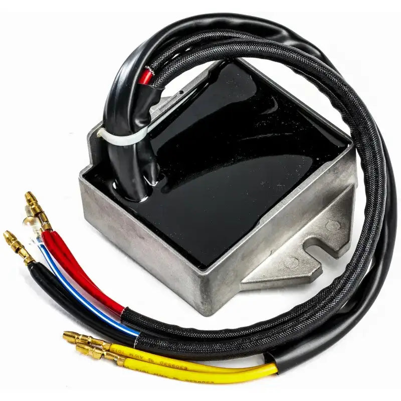 Black 10-001H regulator rectifier with wires, comes with 1-year warranty
