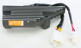 Black regulator rectifier with wires and connectors, meets OEM specifications for rectifier regulator