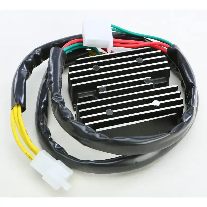 Black finned heat sink rectifier regulator with wiring harnesses for RV parts & accessories