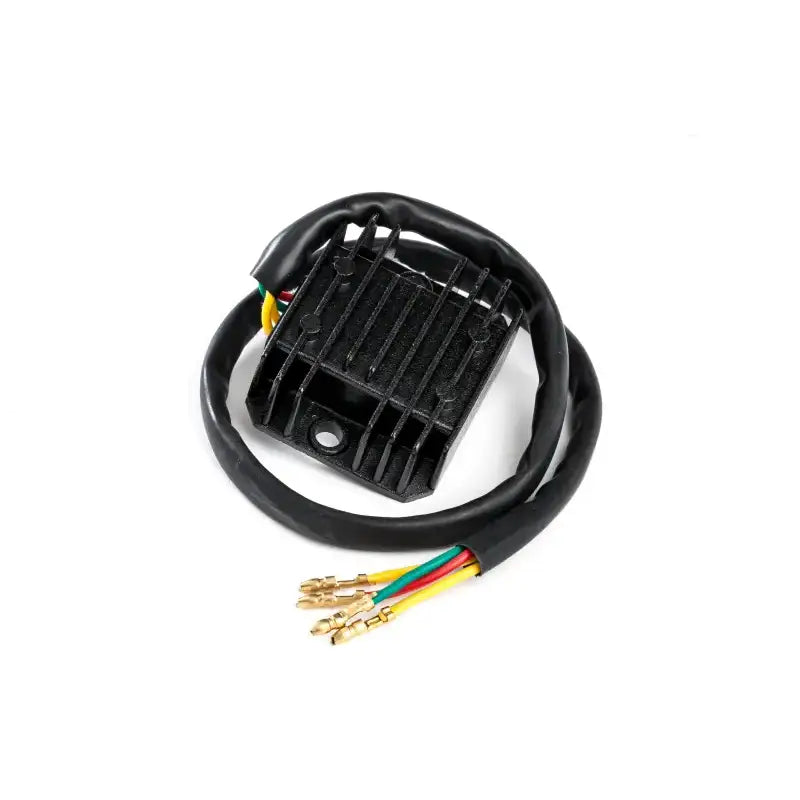 Black motorcycle voltage regulator with four wires and brass connectors for rectifier regulator RV parts & accessories