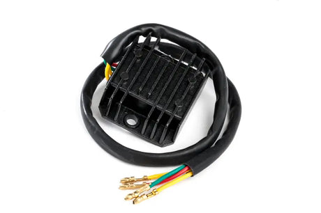 Black motorcycle voltage regulator with four wires and brass connectors for rectifier regulator RV parts & accessories