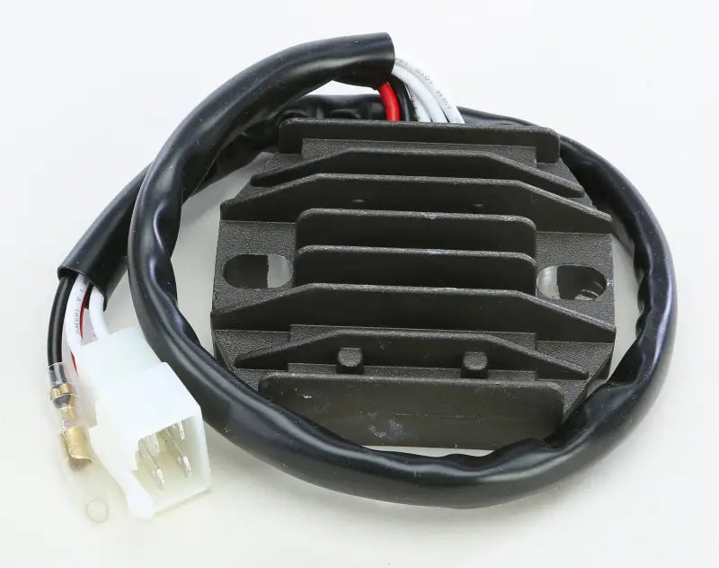 Black finned rectifier regulator with white multi-pin connector for RV parts & accessories