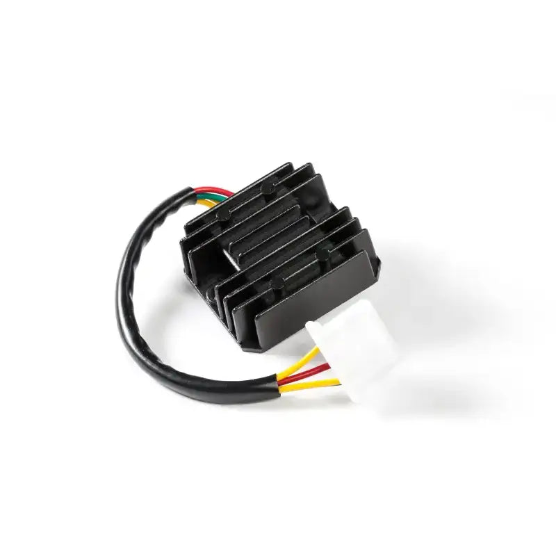 Black voltage regulator with white connector and colorful wires for Kaw rectifier regulator truck parts