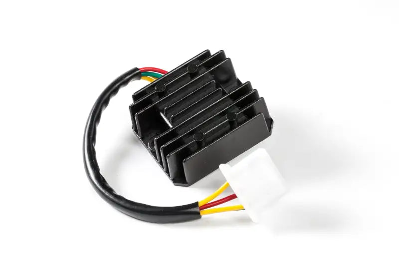 Black voltage regulator with white connector and colorful wires for Kaw rectifier regulator truck parts