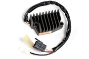 Black voltage regulator with wiring for 10-412 rectifier regulator, meets OEM specs, 1-year warranty