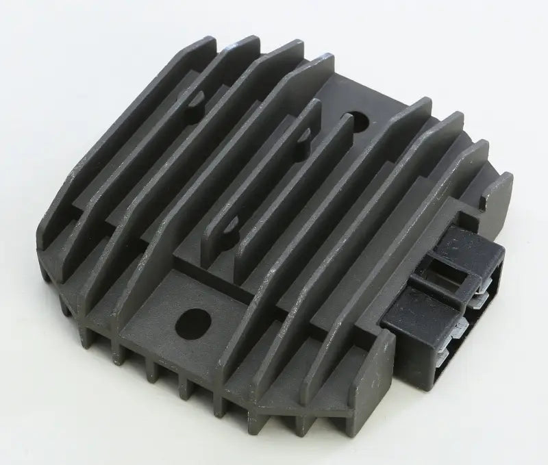 Gray metal rectifier with cooling fins from the 10-418 Regulator Rectifier product