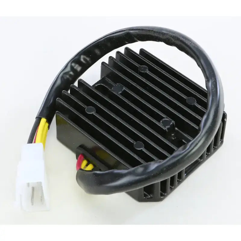 Black finned voltage regulator with wiring harness for RV parts & accessories, OEM specs