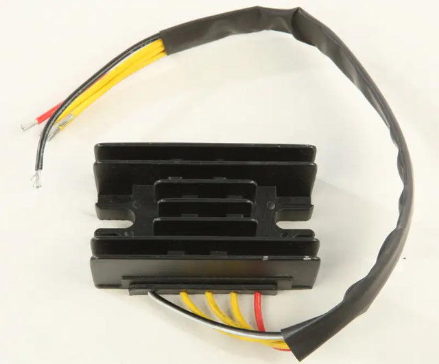 Black regulator rectifier with cooling fins and wiring harness for 10-502, 1-year warranty