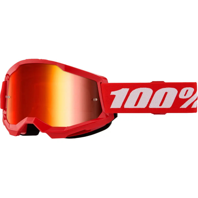 100% Strata 2 Clear Lens Youth Goggle Kids Red Mirror Red