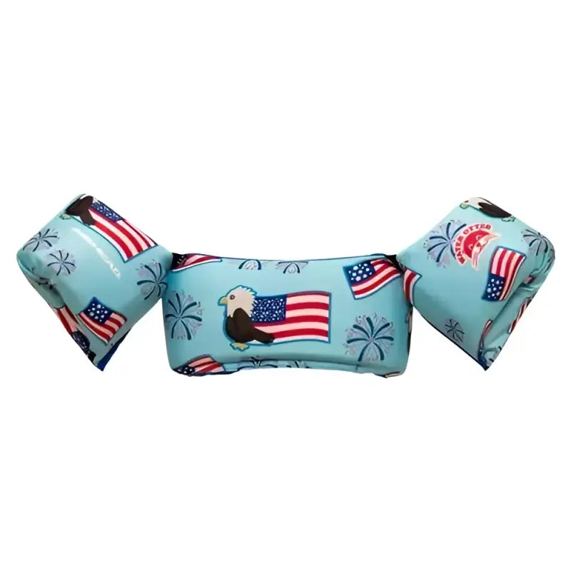 "10000-02-305 Airhead Otter Elite Ch Life V Freedom with USA flag and eagle design, perfect for pool lounging and river floating, constructed for stability and support"