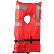 "100100-200-004-12 Onyx Outdoor Type I Lifejacket Adult Commercial, bright red with high-visibility reflective strips"